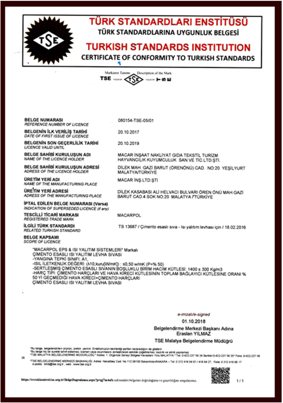  Tse - Levha Sıvası